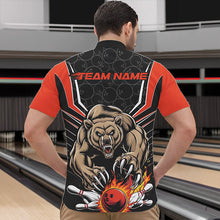 Load image into Gallery viewer, Black And Orange Custom Bear Bowling Jerseys, Bear Bowling Team Quarter-Zip Shirts For Men IPHW8830