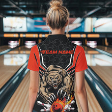 Load image into Gallery viewer, Black And Orange Custom Bear Bowling Jersey, Bear Bowling Team Quarter-Zip Shirts For Women IPHW8830