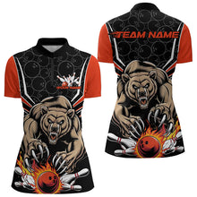 Load image into Gallery viewer, Black And Orange Custom Bear Bowling Jersey, Bear Bowling Team Quarter-Zip Shirts For Women IPHW8830