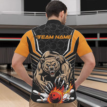 Load image into Gallery viewer, Black And Yellow Custom Bear Bowling Jerseys, Bear Bowling Team Quarter-Zip Shirts For Men IPHW8831