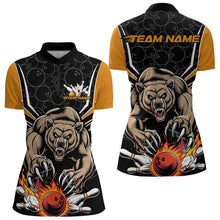 Load image into Gallery viewer, Black And Yellow Custom Bear Bowling Jersey, Bear Bowling Team Quarter-Zip Shirts For Women IPHW8831