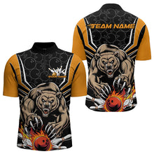 Load image into Gallery viewer, Black And Yellow Custom Bear Bowling Jerseys, Bear Bowling Team Quarter-Zip Shirts For Men IPHW8831