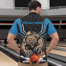 Load image into Gallery viewer, Black And Blue Custom Bear Bowling Jerseys, Bear Bowling Team Quarter-Zip Shirts For Men IPHW8833