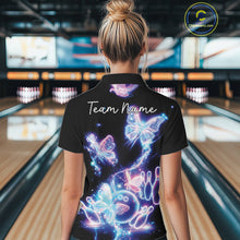 Load image into Gallery viewer, Custom Holographic Butterfly Women Bowling Team Shirts, Ladies Bowling League Shirt IPHW10912