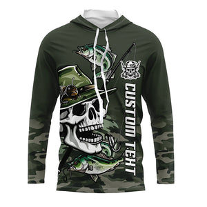 Skull Fisherman Custom Long Sleeve Tournament Fishing Shirts, Skull Performance Fishing Jerseys IPHW6344