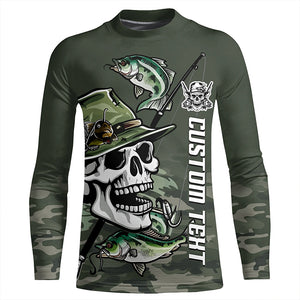 Skull Fisherman Custom Long Sleeve Tournament Fishing Shirts, Skull Performance Fishing Jerseys IPHW6344