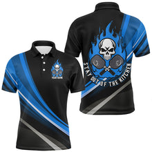 Load image into Gallery viewer, Custom Skull Men'S Pickleball Polo Shirts, "Stay Out Of The Kitchen" Pickleball Attire | Blue IPHW6907
