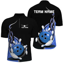 Load image into Gallery viewer, Custom Blue Flame Bowling Shirts For Men, Team Bowling Uniform Outfit Bowling IPHW7384
