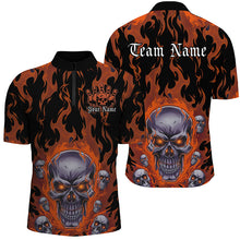 Load image into Gallery viewer, Custom Orange Flame Skull Bowling Shirts For Men, Halloween Bowling Team Outfits Uniform IPHW7386