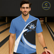 Load image into Gallery viewer, Custom Bowling Uniforms Blue Bowling Shirts For Men And Women, Classic Retro Bowling Team Shirt IPHW7396