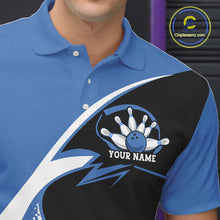 Load image into Gallery viewer, Custom Bowling Uniforms Blue Bowling Shirts For Men, Classic Retro Bowling Team Shirt IPHW7396
