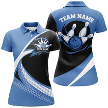 Load image into Gallery viewer, Custom Bowling Uniforms Blue Bowling Shirts For Women, Classic Retro Bowling Team Shirt IPHW7396