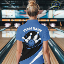 Load image into Gallery viewer, Custom Bowling Uniforms Blue Bowling Shirts For Women, Classic Retro Bowling Team Shirt IPHW7396