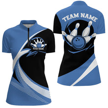 Load image into Gallery viewer, Custom Bowling Uniforms Blue Bowling Shirts For Women, Classic Retro Bowling Team Shirt IPHW7396