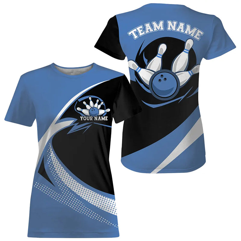 Custom Bowling Uniforms Blue Bowling For Women, Classic Retro Bowling Team IPHW7396