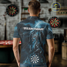 Load image into Gallery viewer, Custom Blue Thunder Lightning Dragon Dart Team Polo Shirt For Men, Dart League Shirt IPHW9998