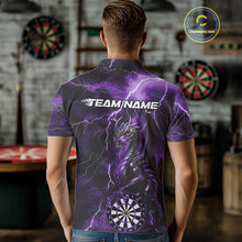 Load image into Gallery viewer, Custom Purple Thunder Lightning Dragon Dart Team Polo Shirt For Men, Dart League Shirt IPHW9999