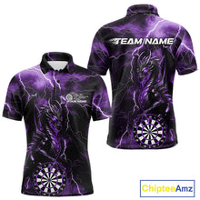 Load image into Gallery viewer, Custom Purple Thunder Lightning Dragon Dart Team Polo Shirt For Men, Dart League Shirt IPHW9999