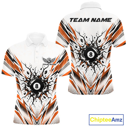 Custom Orange 8 Ball Billiard Impact Men Polo Shirt, Billiard League Team Jersey IPHW12507