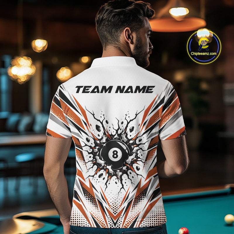 Custom Orange 8 Ball Billiard Impact Men Polo Shirt, Billiard League Team Jersey IPHW12507