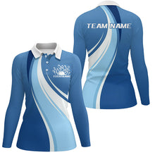 Load image into Gallery viewer, White And Blue Custom Bowling Team Shirts For Women, Bowling League Shirt Bowlers Uniform IPHW7916