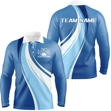 Load image into Gallery viewer, White And Blue Custom Bowling Team Shirts For Men, Bowling League Shirt Bowlers Uniform Outfit IPHW7916