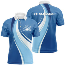 Load image into Gallery viewer, White And Blue Custom Bowling Team Shirts For Men, Bowling League Shirt Bowlers Uniform Outfit IPHW7916