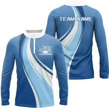 Load image into Gallery viewer, White And Blue Custom Bowling Team Shirts For Men, Bowling League Shirt Bowlers Uniform Outfit IPHW7916