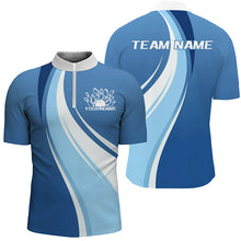 Load image into Gallery viewer, White And Blue Custom Bowling Team Shirts For Men, Bowling League Shirt Bowlers Uniform Outfit IPHW7916