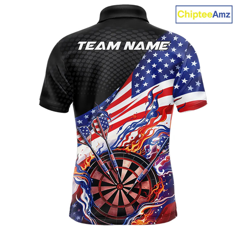 Custom Patriotic Dart Multi Styles Shirts For Men, Women And Kids, US Flag Flame Dartboard Dart Team Jerseys IPHW10407