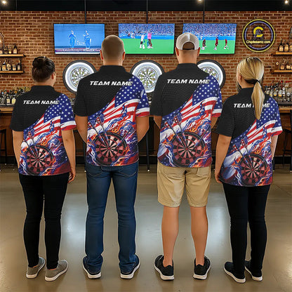 Custom Patriotic Dart Multi Styles Shirts For Men, Women And Kids, US Flag Flame Dartboard Dart Team Jerseys IPHW10407
