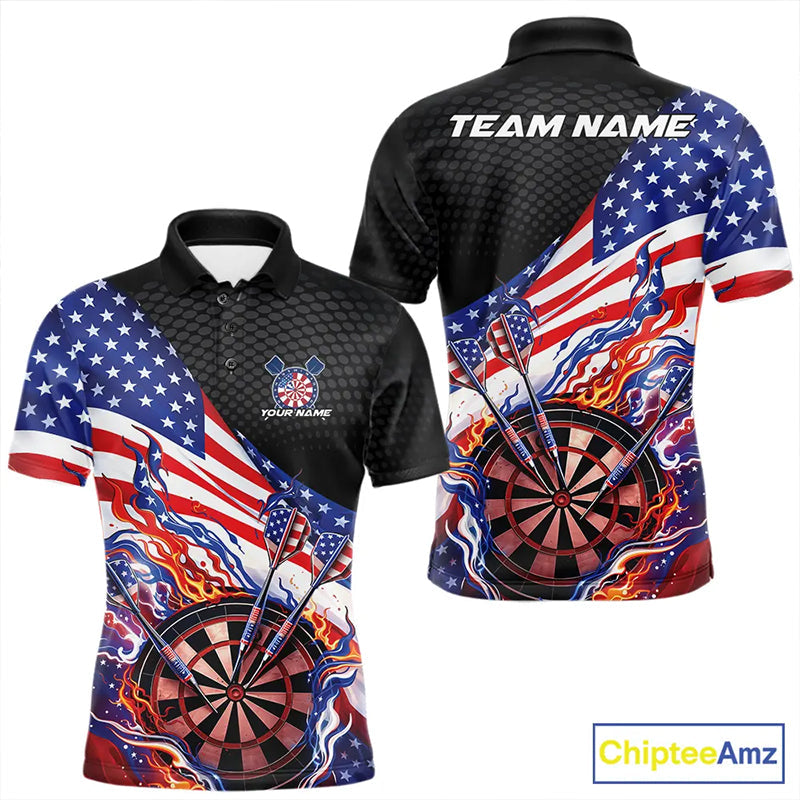Custom Patriotic Dart Multi Styles Shirts For Men, Women And Kids, US Flag Flame Dartboard Dart Team Jerseys IPHW10407