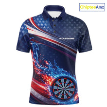 Load image into Gallery viewer, Custom US Flag Flame Dartboard Patriotic Dart Team Jerseys, Patriotic Dart Players Outfits Dart Uniform IPHW10409