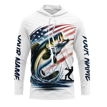 Load image into Gallery viewer, Personalized American Flag Bass Long Sleeve Fishing Shirts, Patriotic Bass Fishing Jerseys IPHW6045