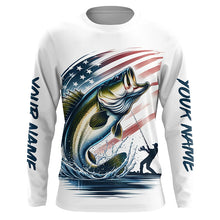 Load image into Gallery viewer, Personalized American Flag Bass Long Sleeve Fishing Shirts, Patriotic Bass Fishing Jerseys IPHW6045