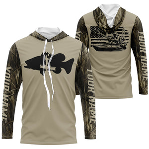 Personalized American Flag Kayak Bass Fishing Long Sleeve Shirts, Lake Camo Kayak Fishing Shirt IPHW6053