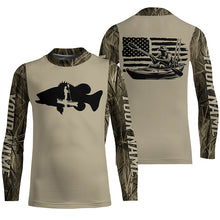 Load image into Gallery viewer, Personalized American Flag Kayak Bass Fishing Long Sleeve Shirts, Lake Camo Kayak Fishing Shirt IPHW6053