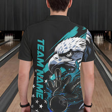 Load image into Gallery viewer, Black And Blue American Flag Eagle Custom Patriotic Flame Bowling Team Men Polo Shirts IPHW8849