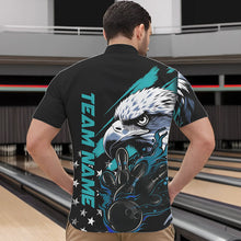 Load image into Gallery viewer, Black And Blue American Flag Eagle Custom Patriotic Flame Bowling Team Men Quarter-Zip Shirts IPHW8849