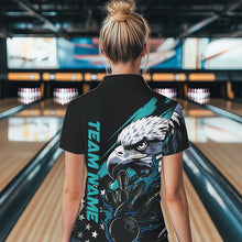 Load image into Gallery viewer, Black And Blue American Flag Eagle Custom Patriotic Flame Bowling Women Quarter-Zip Shirts IPHW8849