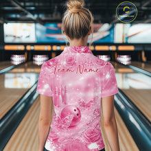 Load image into Gallery viewer, Custom Elegant Pink Roses And Butterfly Women Bowling Polo Shirts, Ladies Outfit IPHW10937
