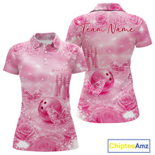 Load image into Gallery viewer, Custom Elegant Pink Roses And Butterfly Women Bowling Polo Shirts, Ladies Outfit IPHW10937