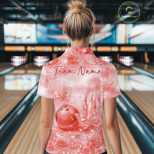Load image into Gallery viewer, Custom Elegant Red Roses And Butterfly Women Bowling Polo Shirts, Ladies Outfit IPHW10940