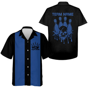 Custom Hawaiian Vintage Bowling Shirts For Men And Women, Skull Tattoo Retro Bowling Shirt For Bowling Team IPHW6595