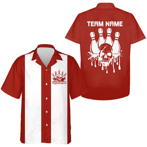 Custom Hawaiian Vintage Bowling Shirts For Men And Women, Skull Tattoo Retro Bowling Shirt For Bowling Team IPHW6595