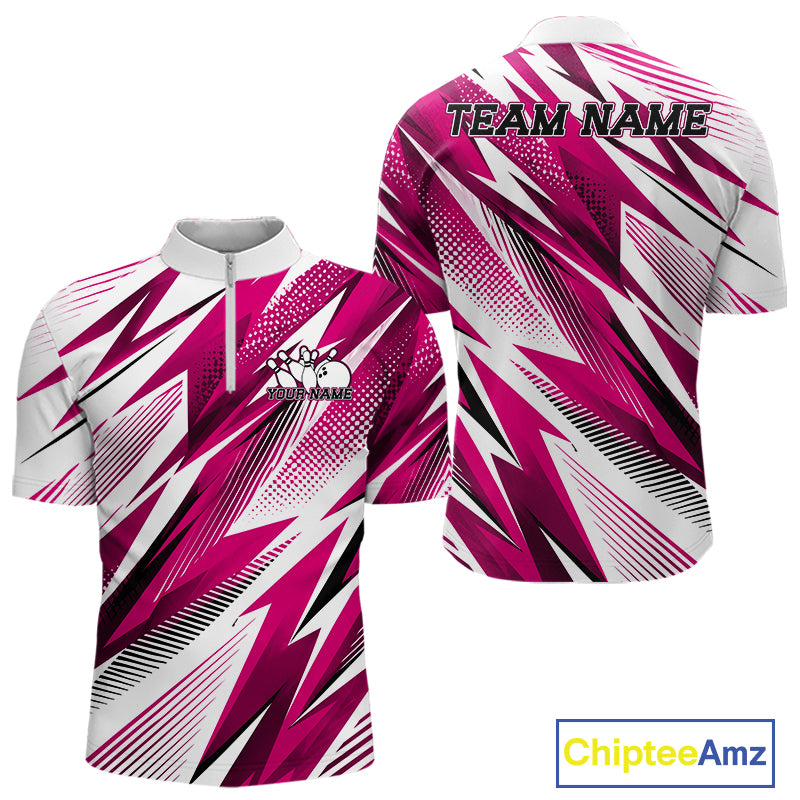 Pink and white sports jersey with black abstract patterns, customizable text, and Chiptee Amz branding.