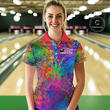 Load image into Gallery viewer, Custom Colorful Bowling Polo Shirts For Women, Pride Colors Ladies Bowling Shirts Outfit IPHW6788