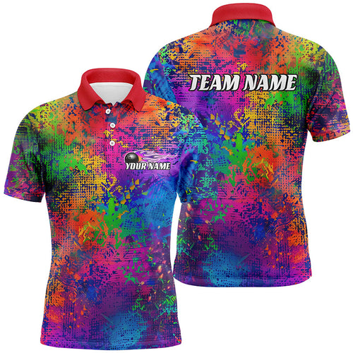 Custom Colorful Bowling Polo Shirts For Men, Pride Colors Outfit Bowling Men'S Shirts IPHW6788