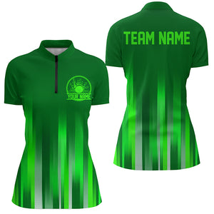 Custom Green Bowling Shirts For Women, Bowling Logo Team Bowling Jerseys, Bowler Outfit IPHW5208