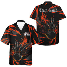 Load image into Gallery viewer, Black And Orange Custom Flame Bowling Shirts For Men And Women, Bowling Team Shirt Bowling Uniform Outfit IPHW7400